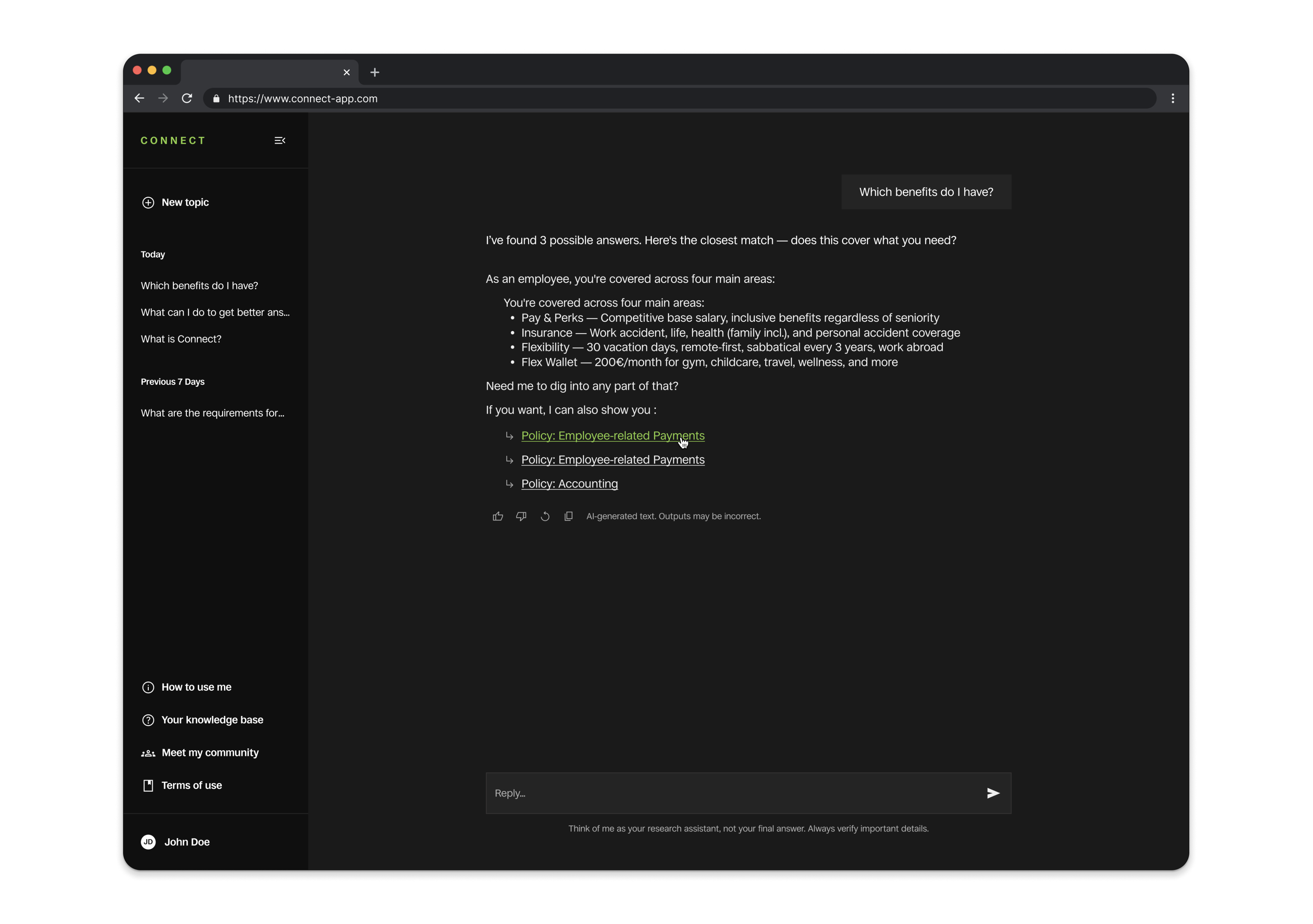 App screen
